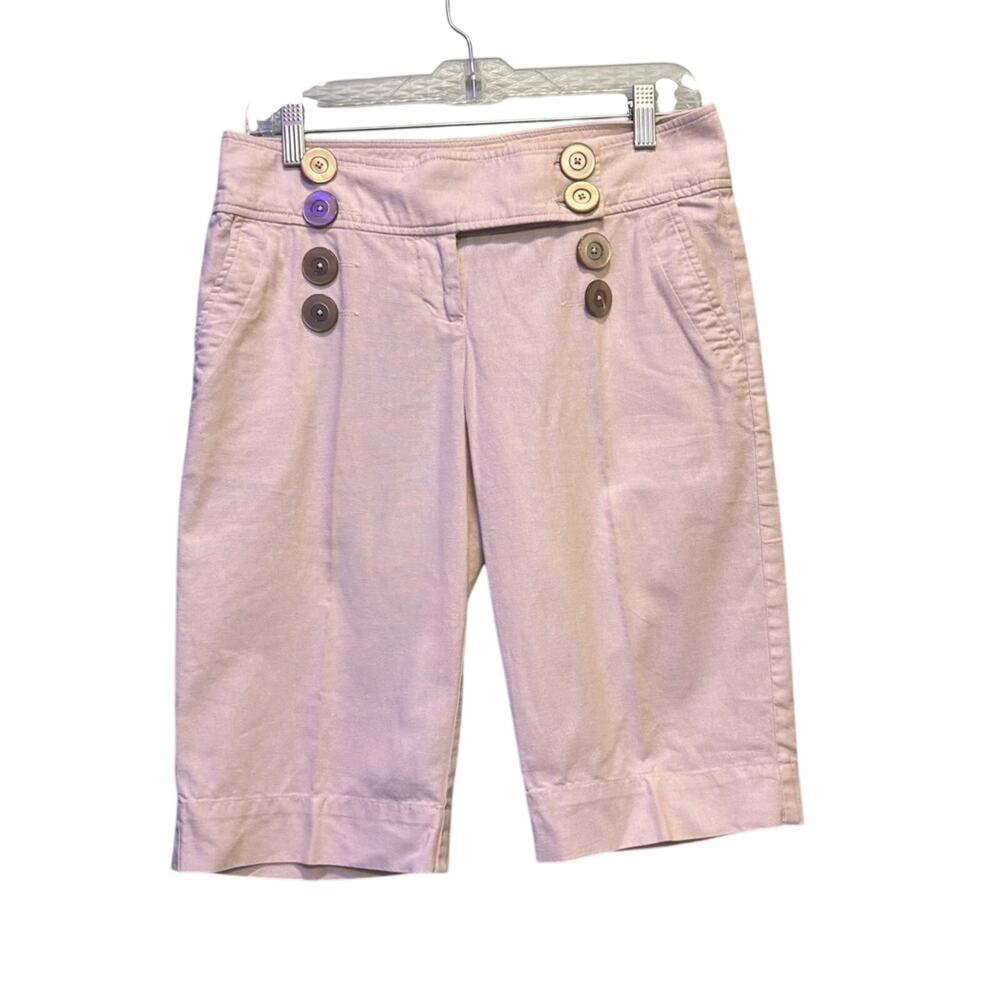 Zinc Khaki Bermuda Shorts with Button Details Size 5